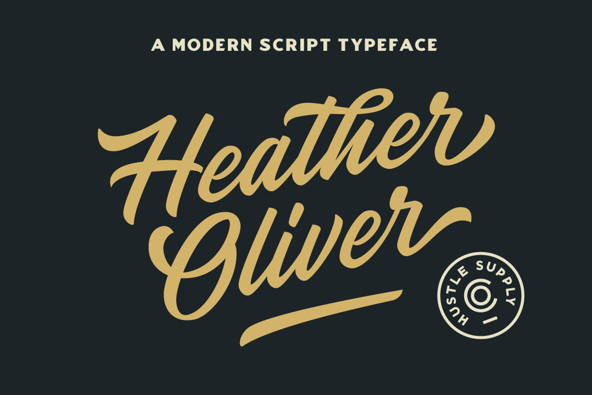 Heather Oliver Script, a Script Font by Hustle Supply Co. (Photo 1 of 12)