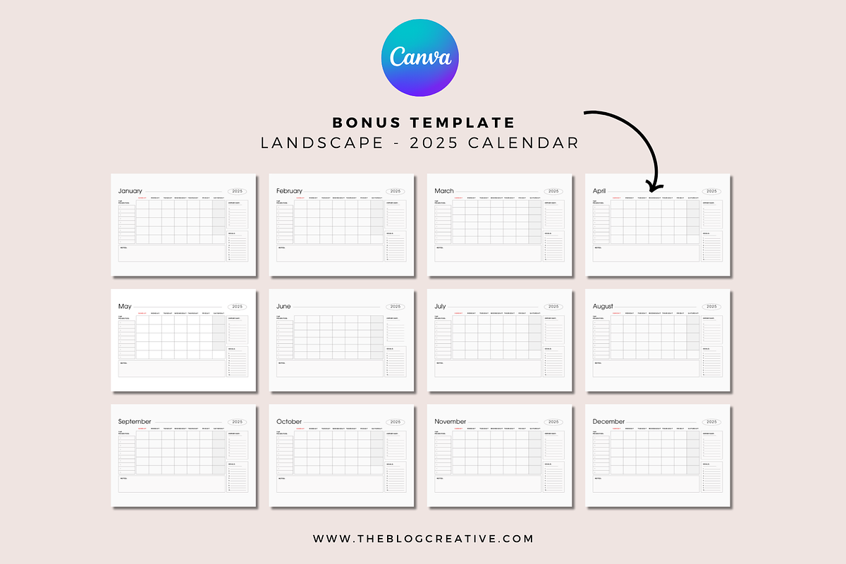 Undated Journal Planner Canva, a Stationery Template by The Blog Creative (Photo 3 of 10)