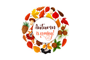 Autumn Leaf Poster For Fall Nature Season Design