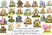 Spring Little Cottage Clipart, an Illustration by Designking (Thumbnail 1 of 5)