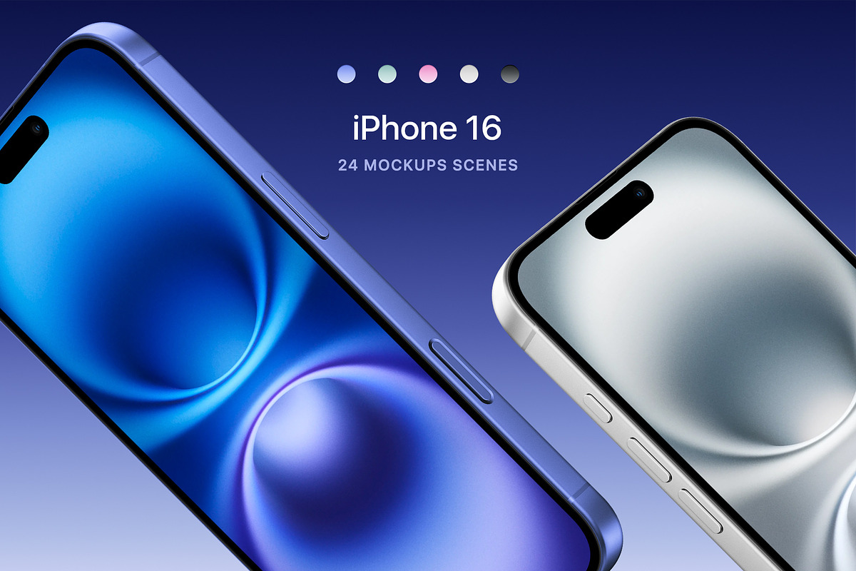 iPhone 16 - 24 Mockups Scenes, an iPhone Mockup by Asylab (Photo 1 of 58)