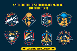 Vintage Space Emblems Set