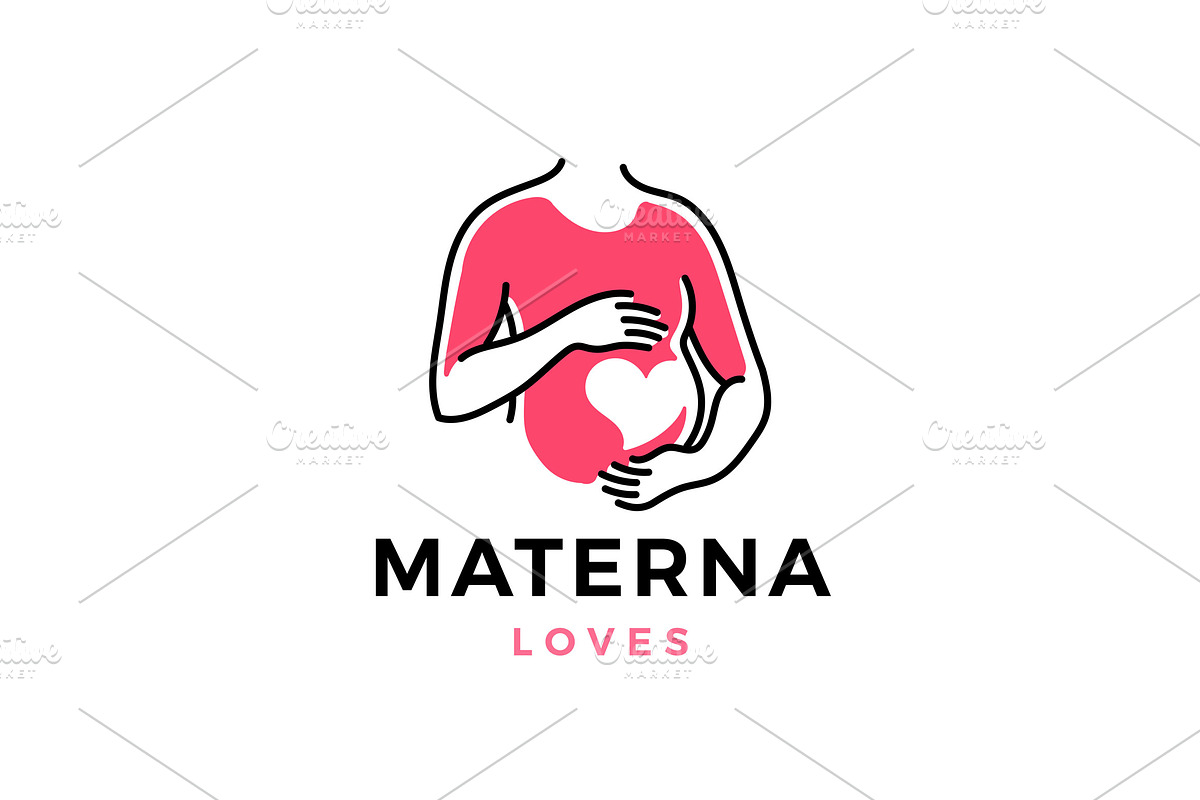 pregnancy love heart logo pregnant, a Branding & Logo Template by VASTARD STUDIO