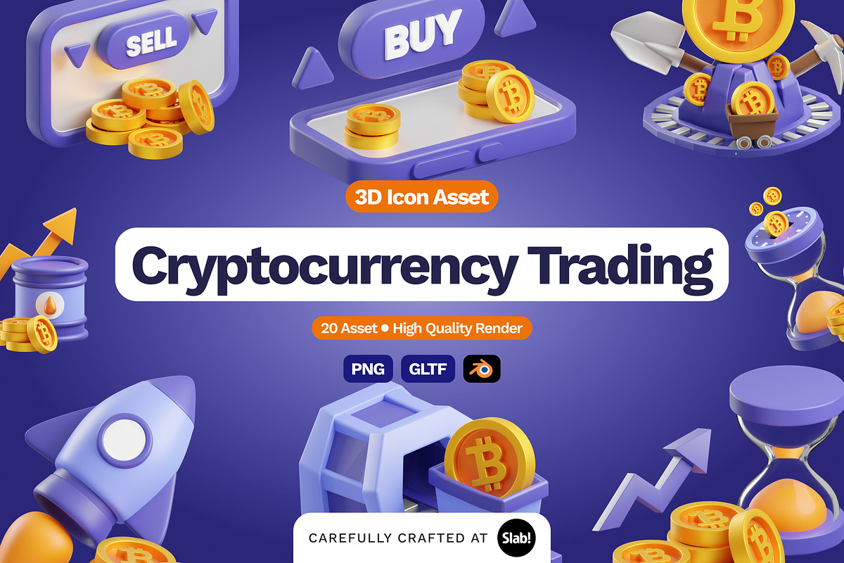 3D Cryptocurrency Trading Icon, an Object 3D Model by SLAB! Design