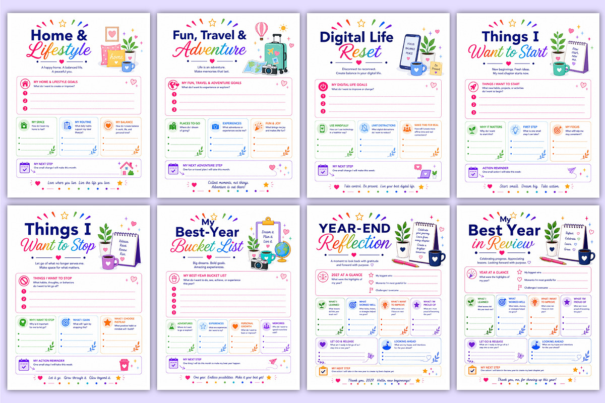 Plan Your Best Year | Goal Setting, a Stationery Template by Mustafiz (Photo 5 of 5)