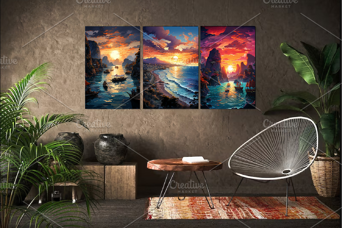 Landscape Painting Art 01. Wall Art., a Decorative Illustration by KENO Mascots (Photo 5 of 8)