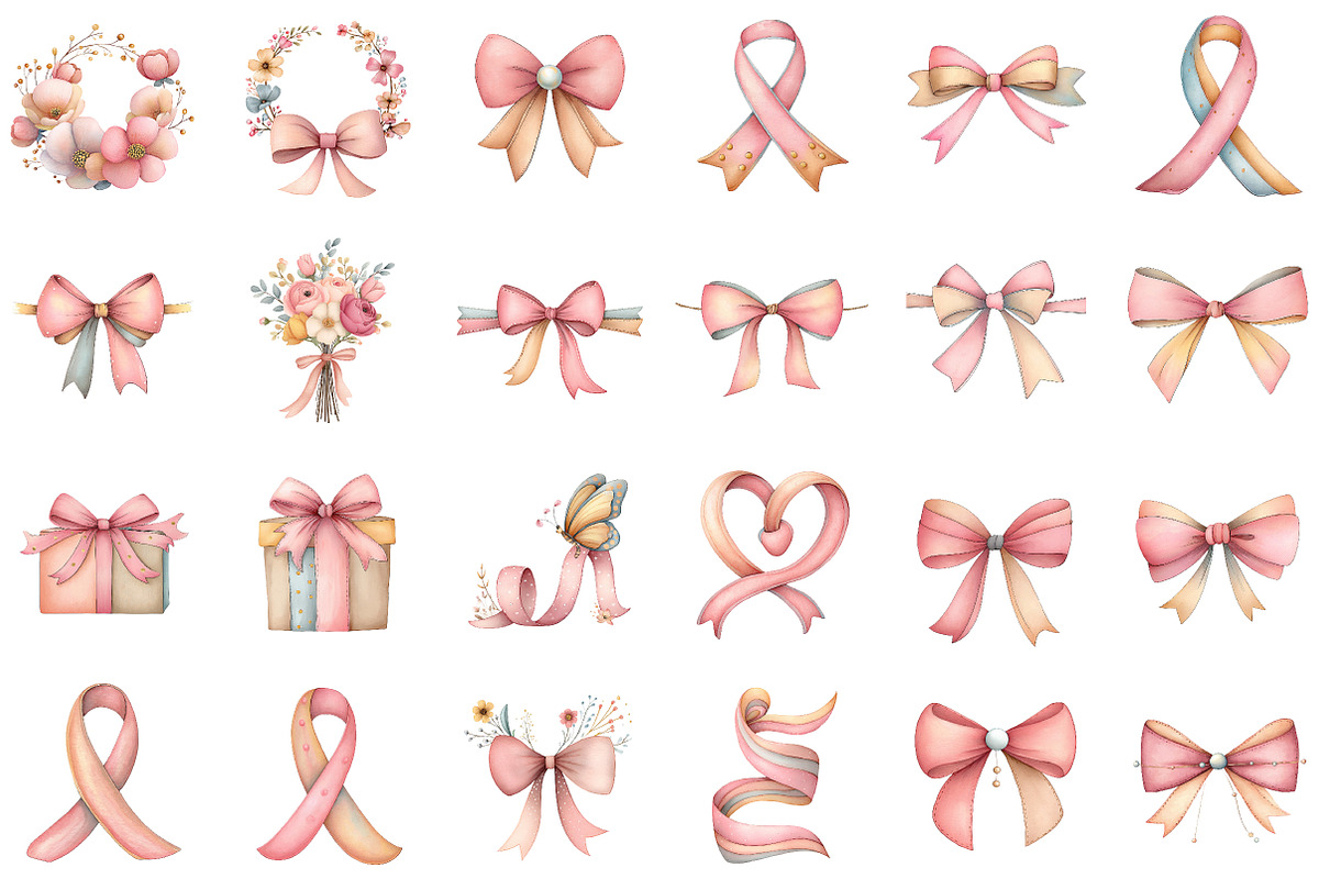 Watercolor Pink Ribbon Clipart, an Illustration by Sublimation Artist (Photo 2 of 6)