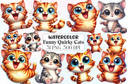 Funny Quirky Cats Clipart, an Icon by CraftArtStudio (Thumbnail 1 of 6)
