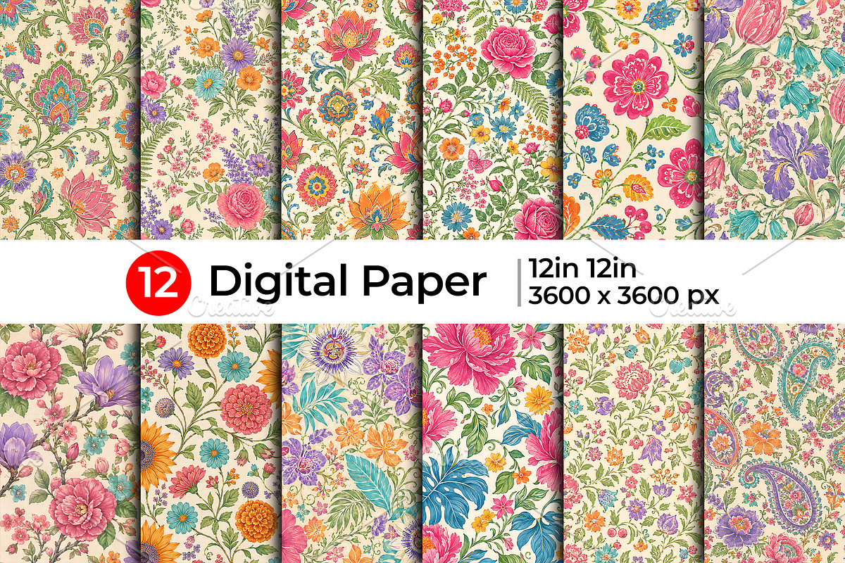 Vintage Cottagecore Floral Pattern, a Pattern Graphic by Artonix (Photo 1 of 3)