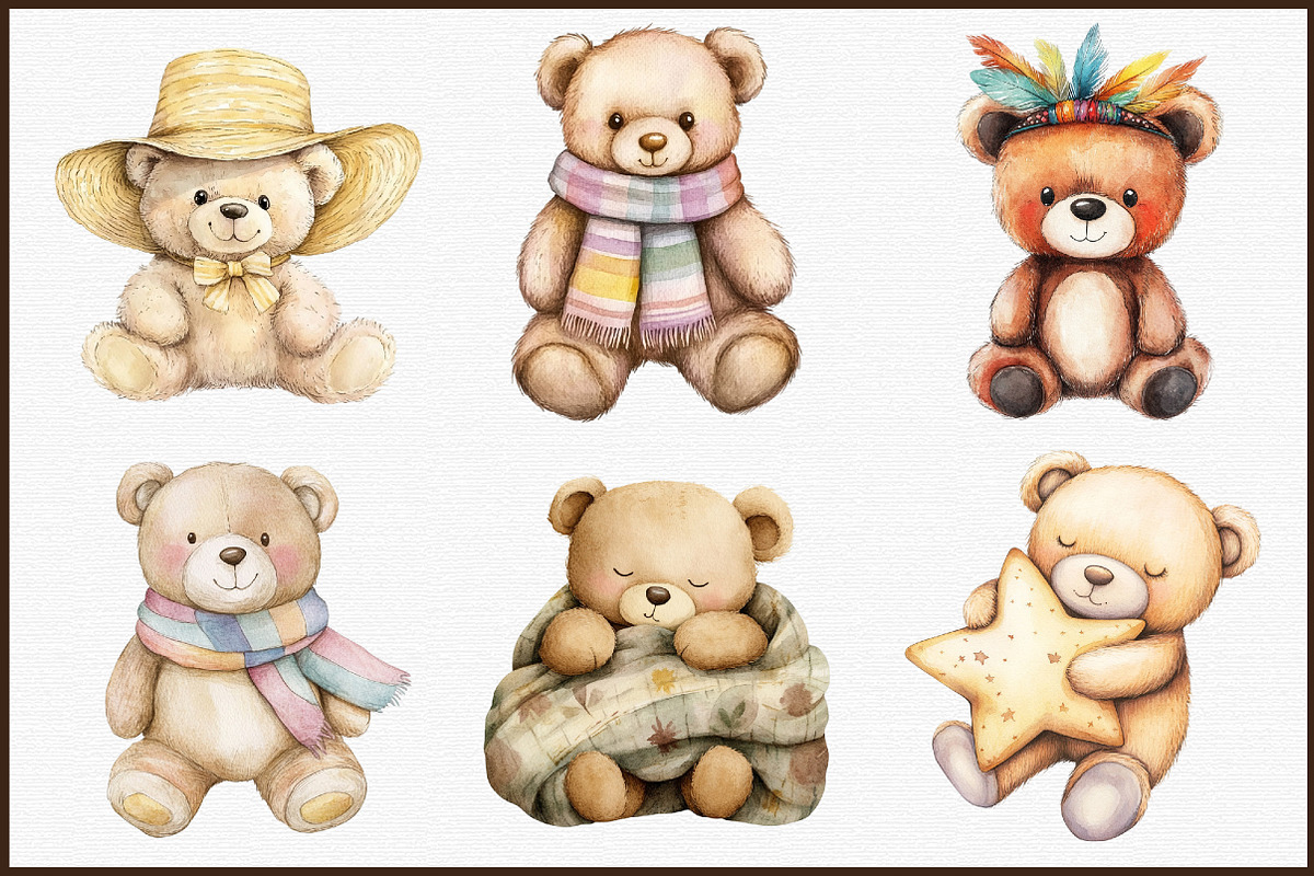 Nursery Teddy Bear Clipart,Boho Clip, an Illustration by Sublimation Artist (Photo 3 of 6)