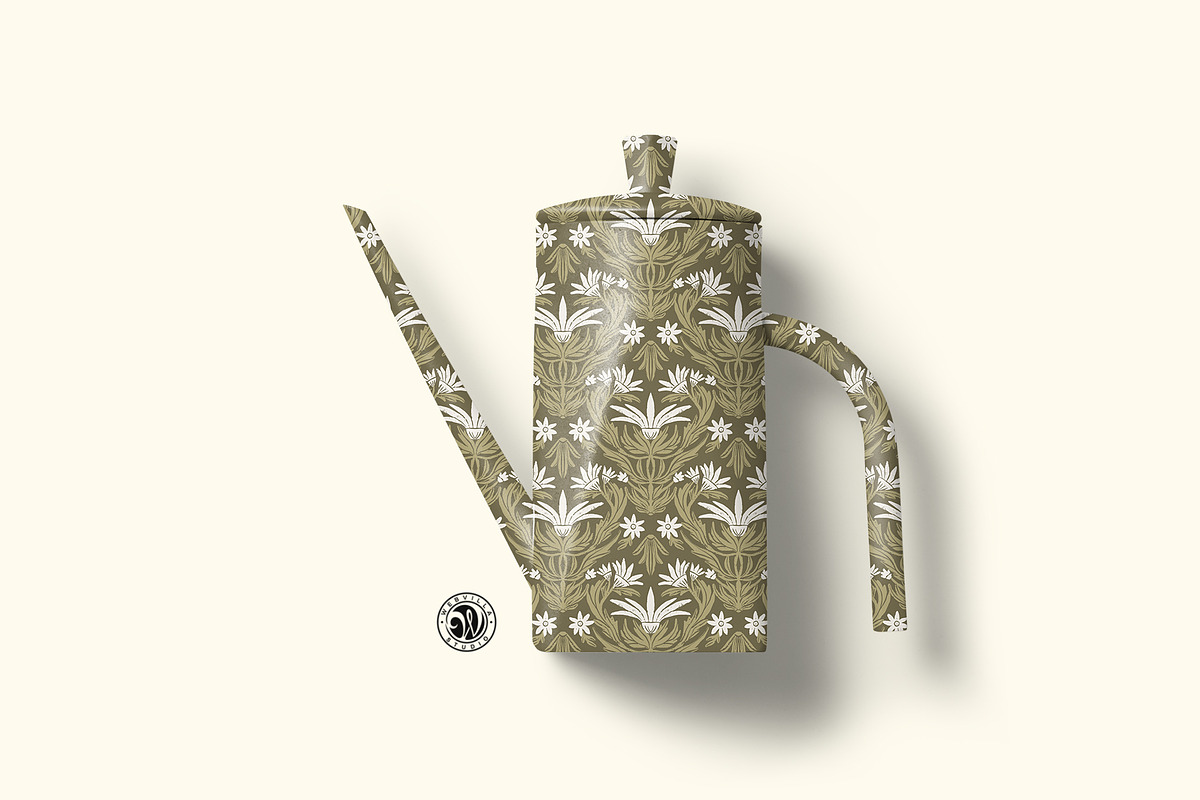 Floral Motif Greenish Pattern, a Wallpaper Graphic by Bloomart Studio (Photo 7 of 7)