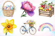 Watercolor Spring Clipart Bundle, an Illustration by Canvas Craft (Thumbnail 2 of 3)