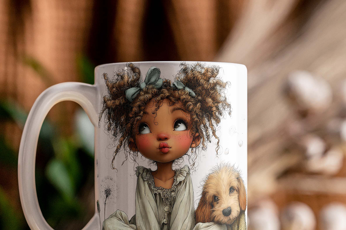 Whimsical Girl and Dog Love Clipart, an Illustration by one-touch (Photo 3 of 18)