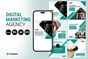 Digital Marketing Instagram Template, a Marketing Template by Walllow Creatives