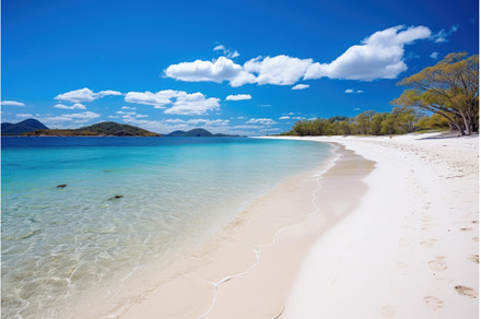 White sand beach meeting crystal, a Nature Photo by Ylivdesign