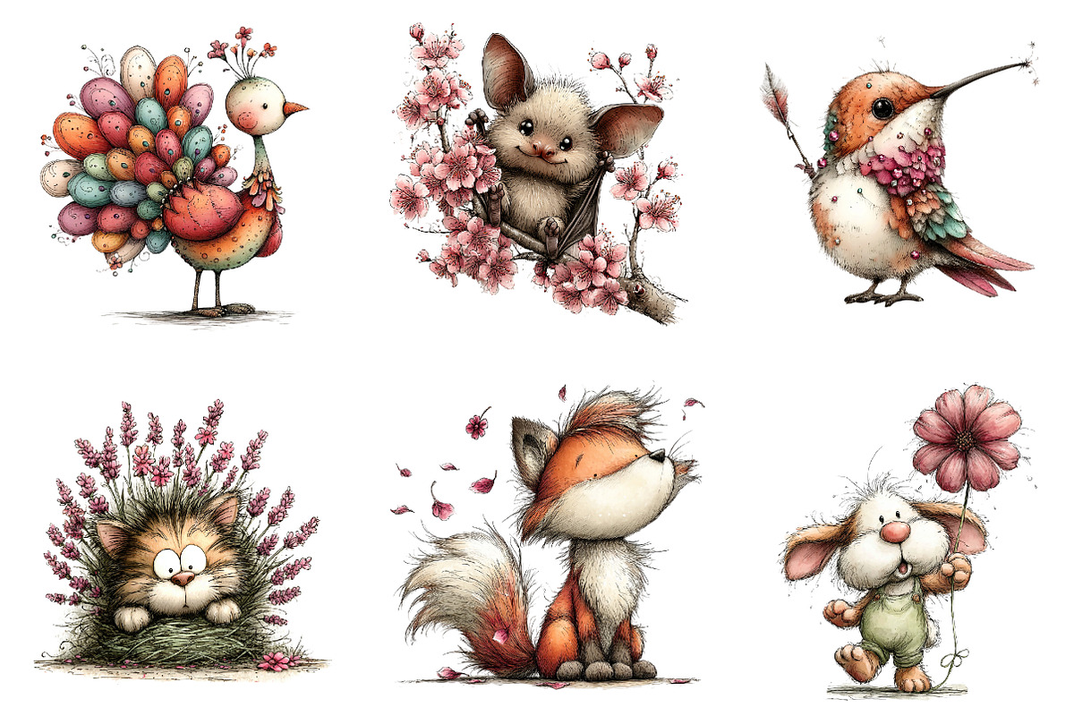 Magical springtime animals clipart, an Illustration by CreationArt (Photo 2 of 6)