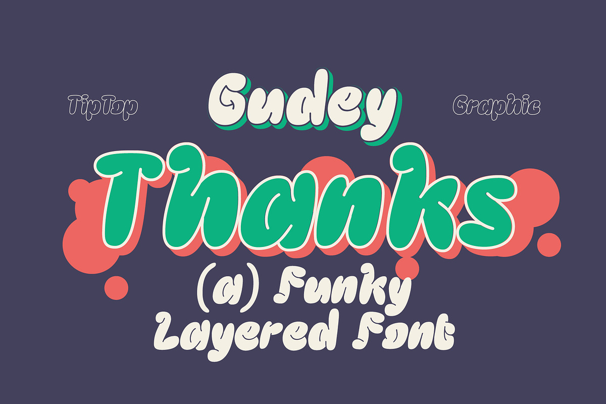 Gudey – Funky Layered Font, a Font by Tiptop Graphic (Photo 10 of 10)