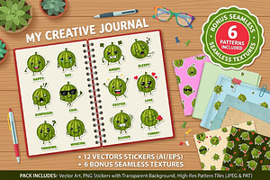 Watermelon Stickers & Textures Pack, an Emoji Icon by BabySofja