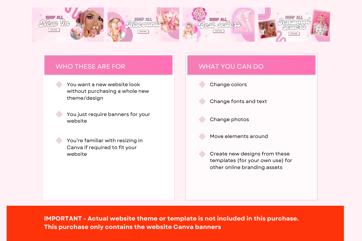 Bright Pink Shopify Website Banners, a Shopify Template by Template Twist Shop (Photo 3 of 5)