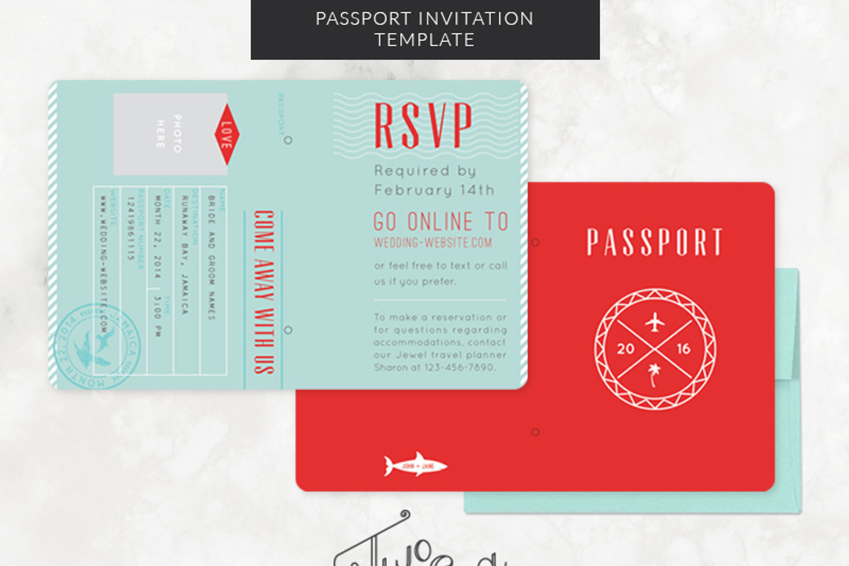 Passport Wedding Invitation Template, an Invitation Template by Two if by Sea Studios (Photo 1 of 4)
