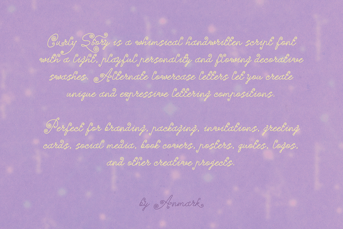 Curly Story Cute Script Font, a Script Font by AnMark (Photo 7 of 11)