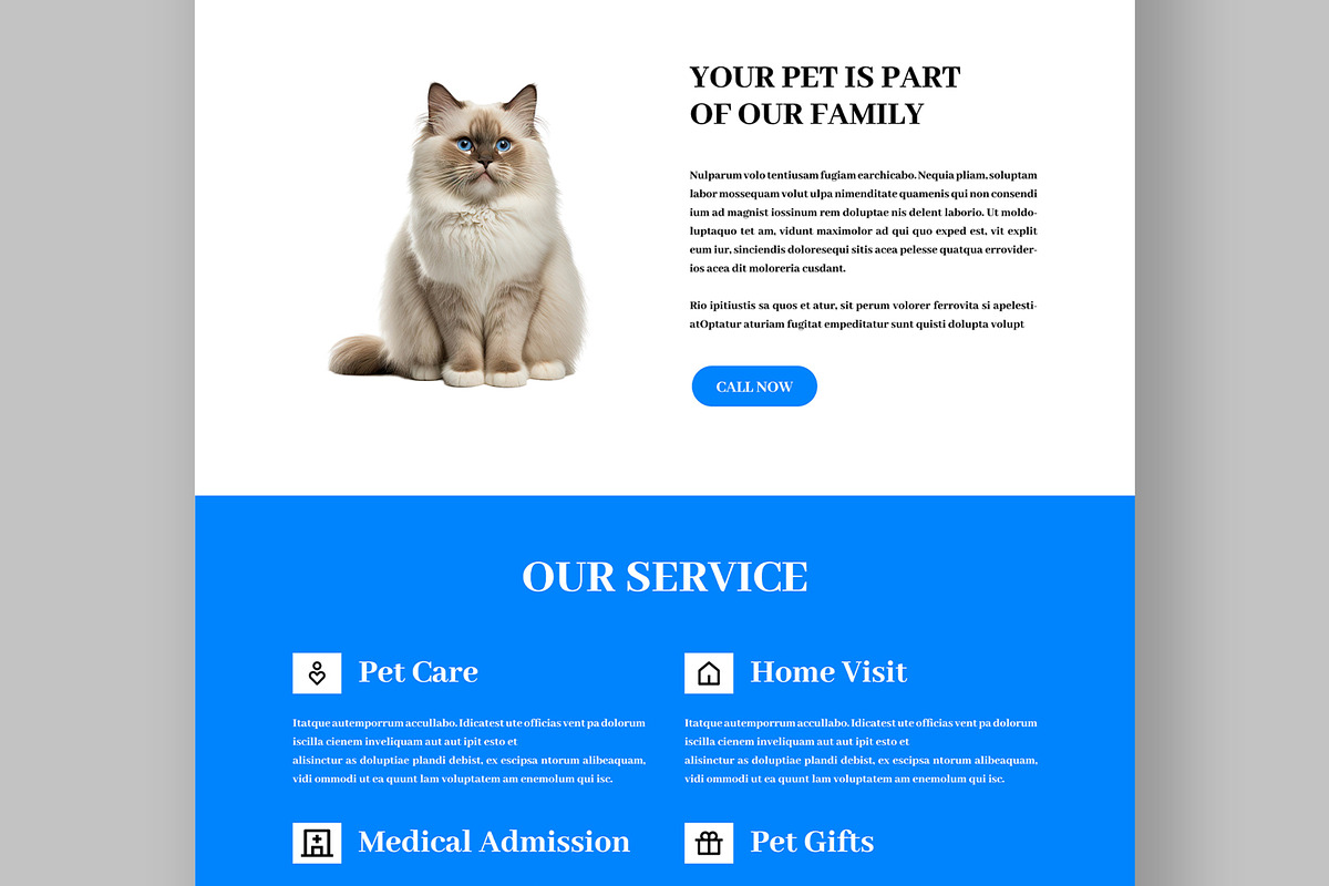 Pet Care Landing Page template, a Landing Page Template by ContestDesign (Photo 3 of 5)