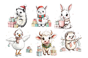 Christmas Cute Animals Clipart Se, an Animal Illustration by Anca Digital Vibe (Thumbnail 5 of 5)