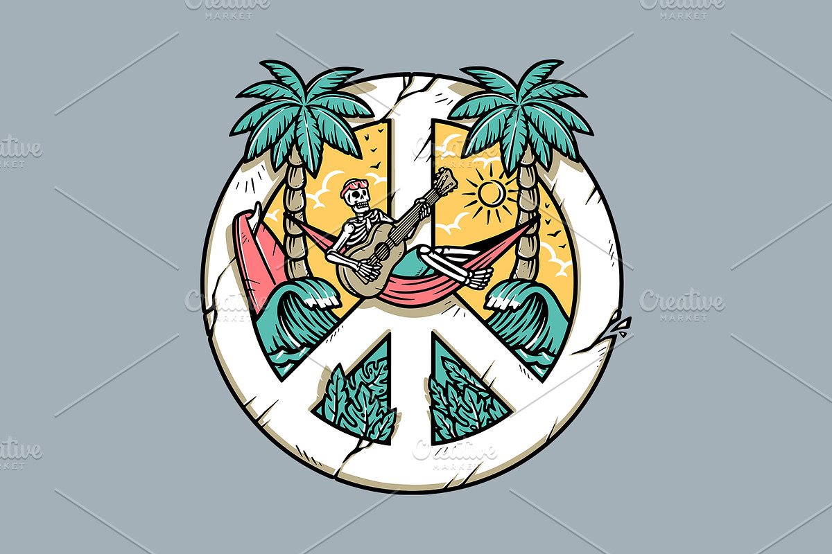 skull playing guitar on the beach, an Illustration by gunaonedesign (Photo 1 of 5)