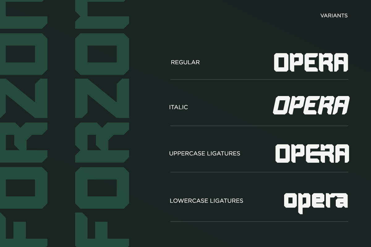 Forzon - Futuristic Display Typeface, a Sans Serif Font by Say Studio (Photo 14 of 15)