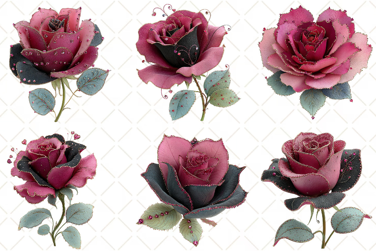 Quirky Valentine Rose Flower Clipart, an Illustration by Black Bird Studio (Photo 4 of 6)