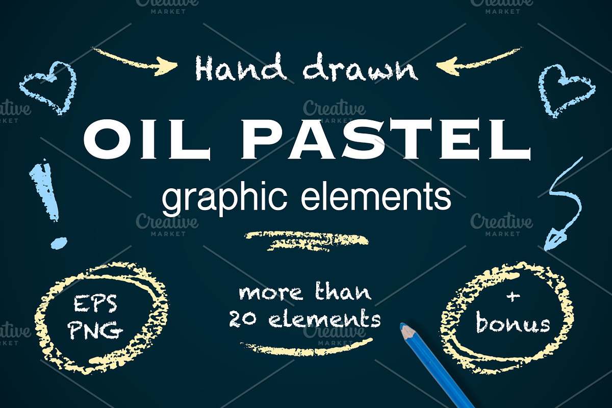 Oil pastel hand drawn elements, an Object Graphic by Erifilia (Photo 1 of 3)