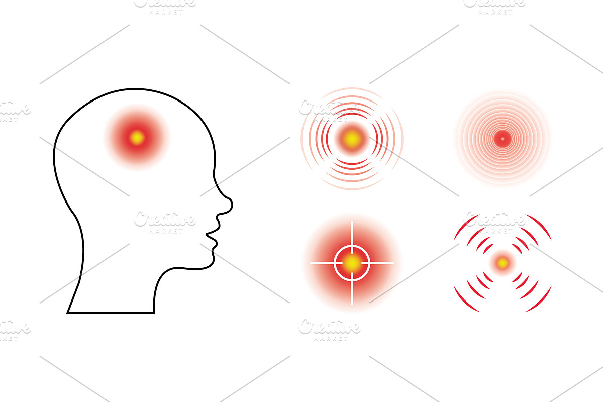 Headache concept with various pain, a Texture Illustration by Vector Creator