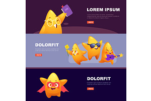 Cartoon stars. cute characters stars, an Illustration by Onyx