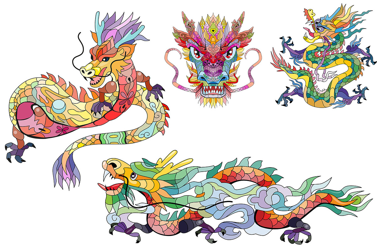 Chinese dragons set, an Animal Illustration by Watercolor fantasy (Photo 4 of 4)
