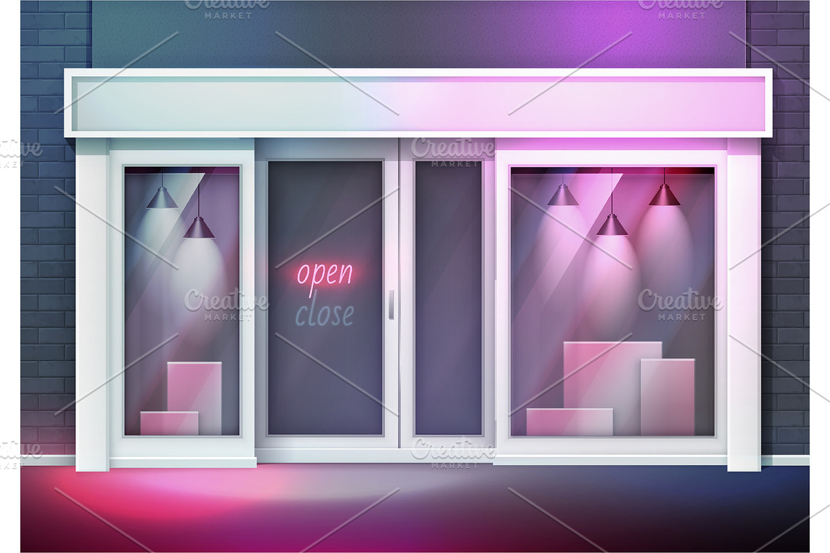 Vector Realistic Store Front Bundle, a Work Illustration by Zonda (Photo 6 of 7)