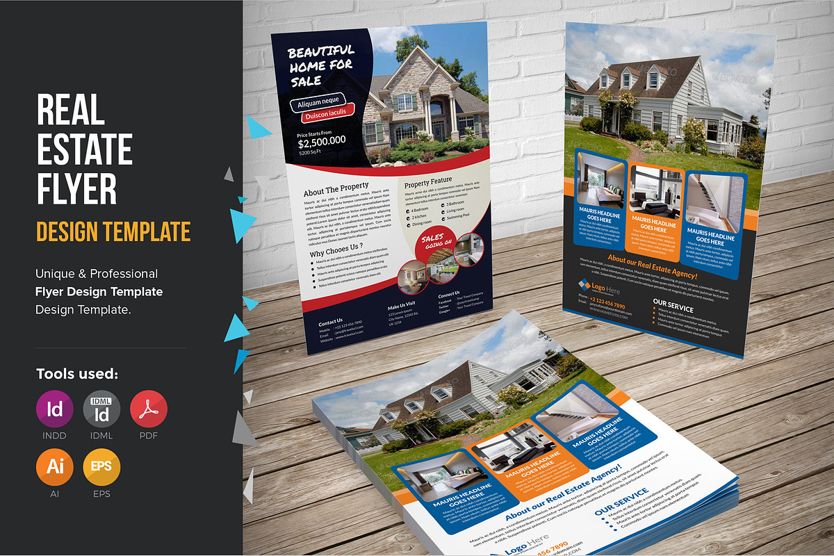 Real Estate Flyer Design Template V1, a Flyer Template by JanySultana (Photo 1 of 6)