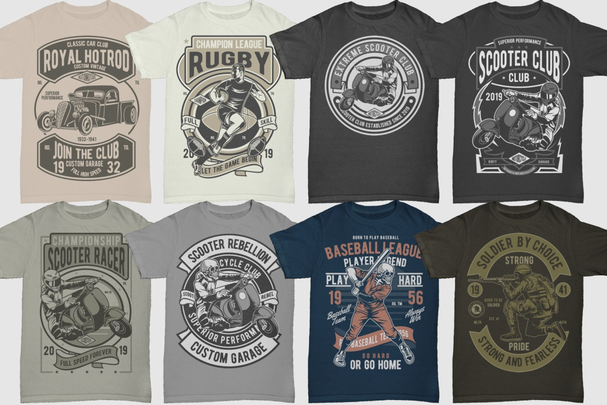 100 Retro Tshirt Designs Bundle 3, an Illustration by roach_graphic (Photo 9 of 14)