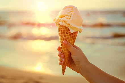 Hand holding ice cream cone, a Food & Drink Photo by MistyDay