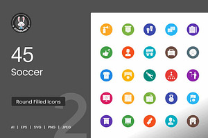 Soccer Flat Round Icons, an Icon by IconBunny