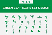 Green Leaf Icons Set, a Work Illustration by Lakhan1998 (Thumbnail 1 of 5)
