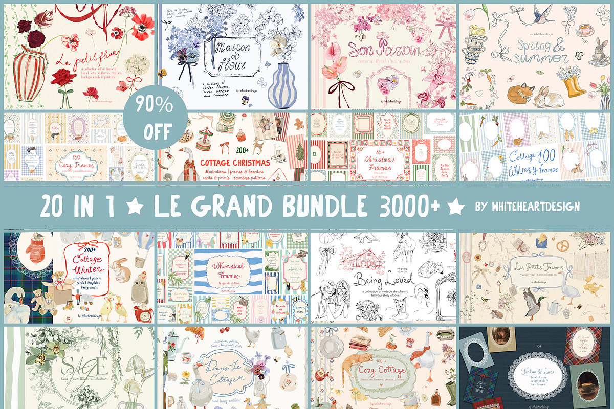 Cottagecore Illustratios Bundle, a Decorative Illustration by whiteheartdesign (Photo 1 of 23)