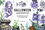Underwater Halloween Clipart, a Seasonal Illustration by SvetaArtStore (Thumbnail 1 of 8)
