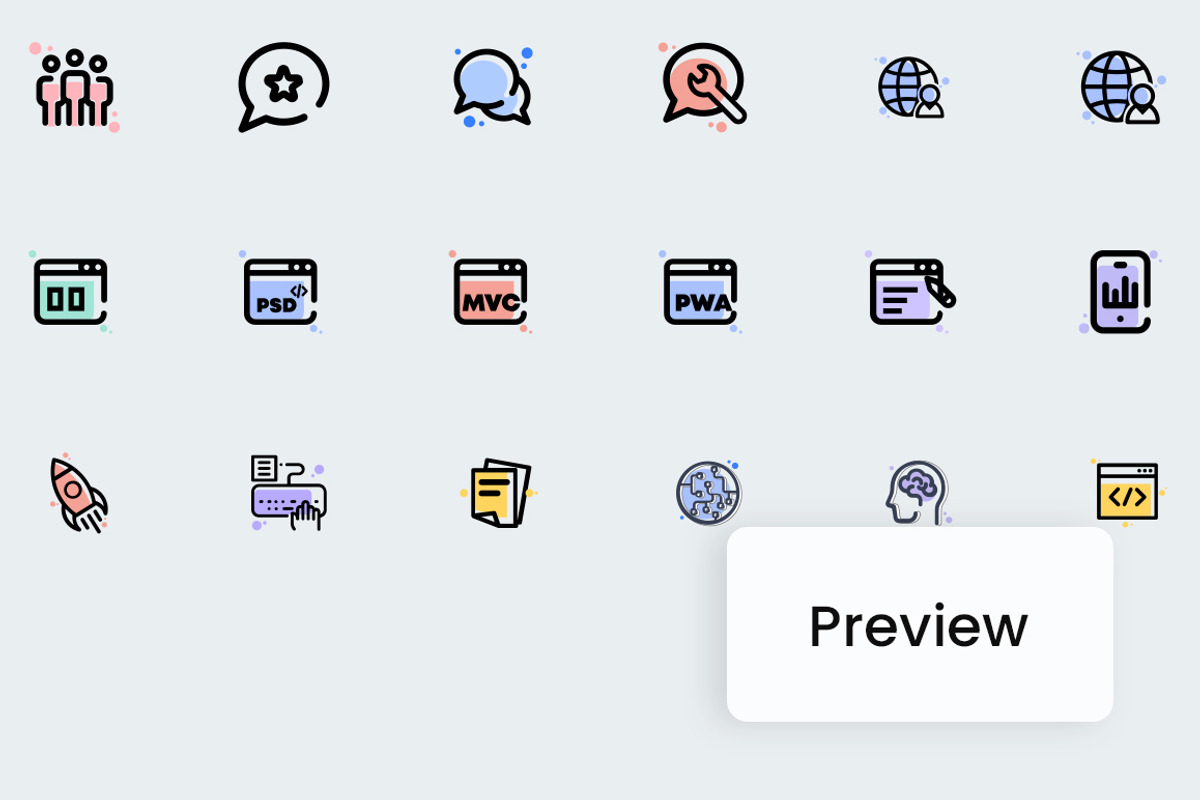 Web Technology Icon Set 100+, an Icon by GladicMonster (Photo 3 of 4)