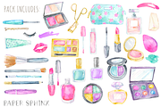 Watercolor Makeup Cosmetics Clipart, an Illustration by PaperSphinx (Thumbnail 2 of 3)