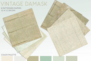 Vintage Damask Scrapbook Backgrounds