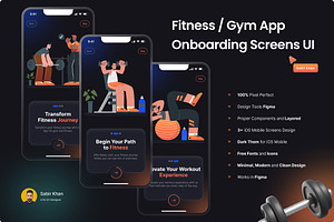 Fitness / Gym Onboarding Screens UI, an UI Kit Template by DesignBox