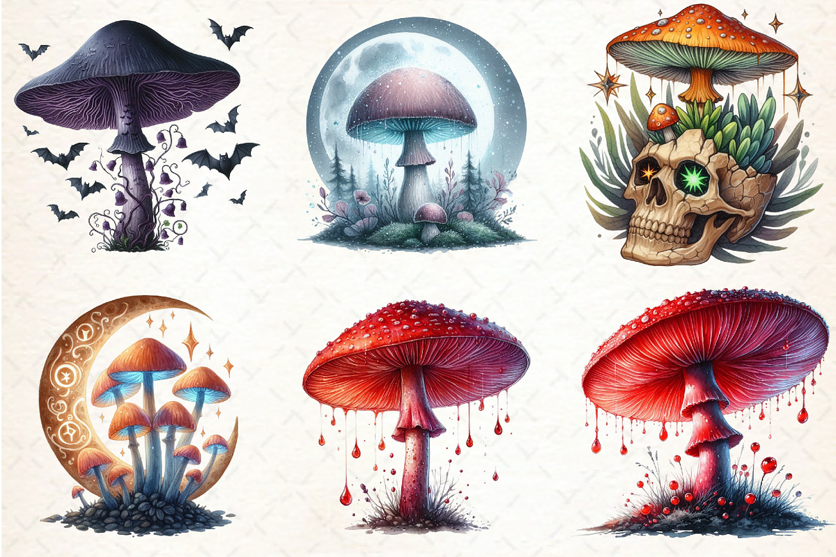 Gothic Mushroom clipart, an Illustration by Libby Wishes (Photo 4 of 7)