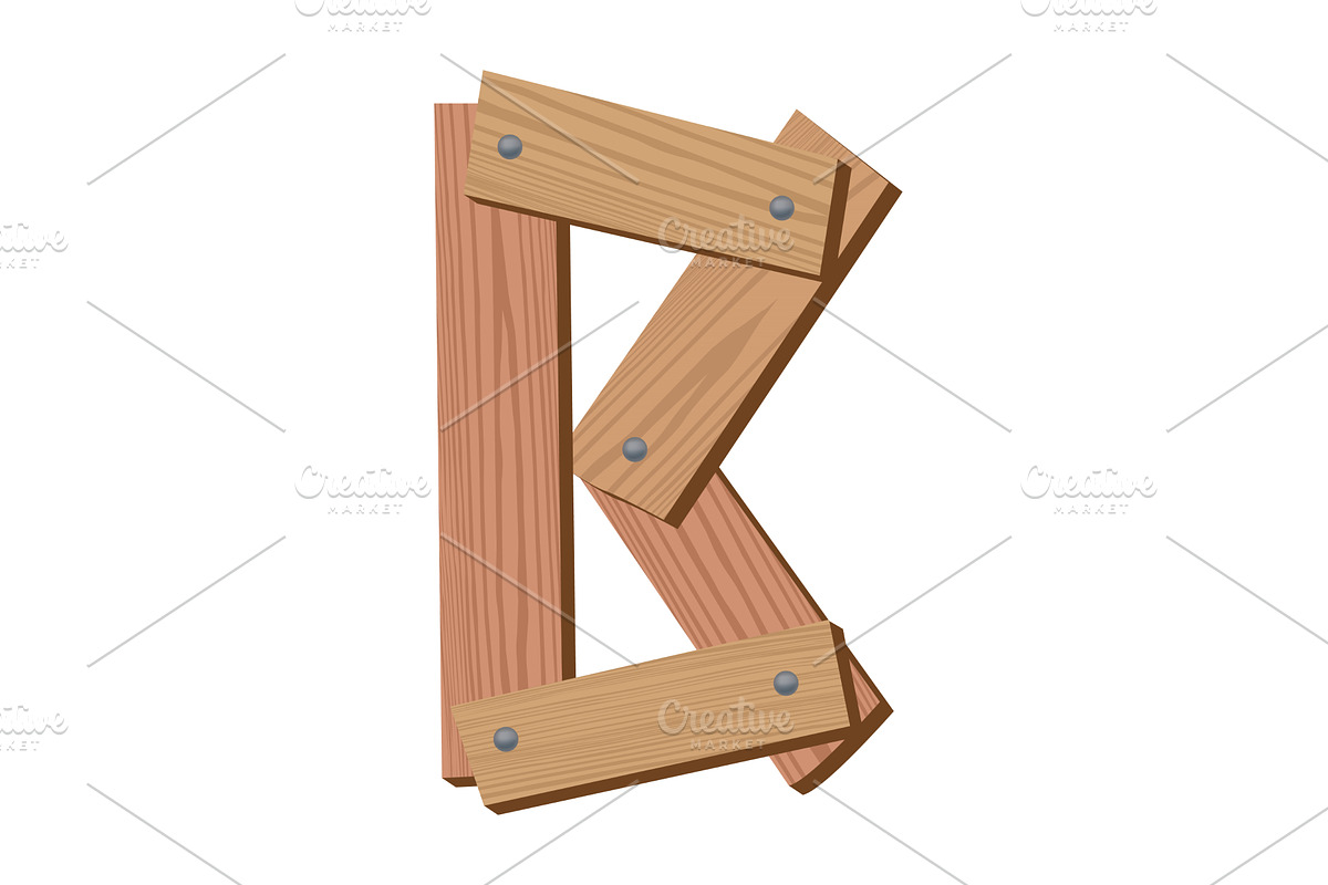 Wooden alphabet font, symbol B, an Object Illustration by the8monkey