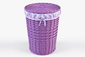 Wicker Laundry Basket 03 Purple, an Object 3D Model by Markelos