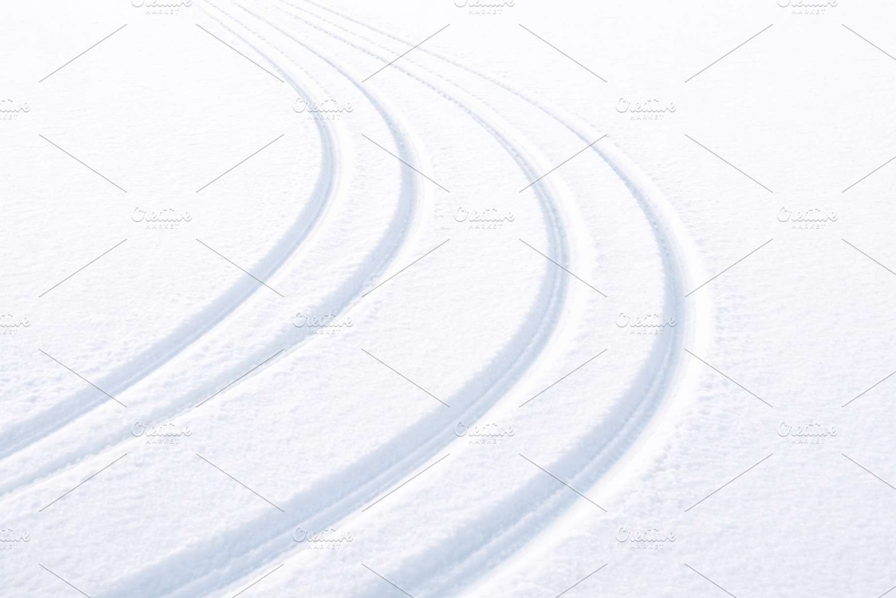 Snowy winter landscape with tracks i, a Photo by Dvoevnore photos